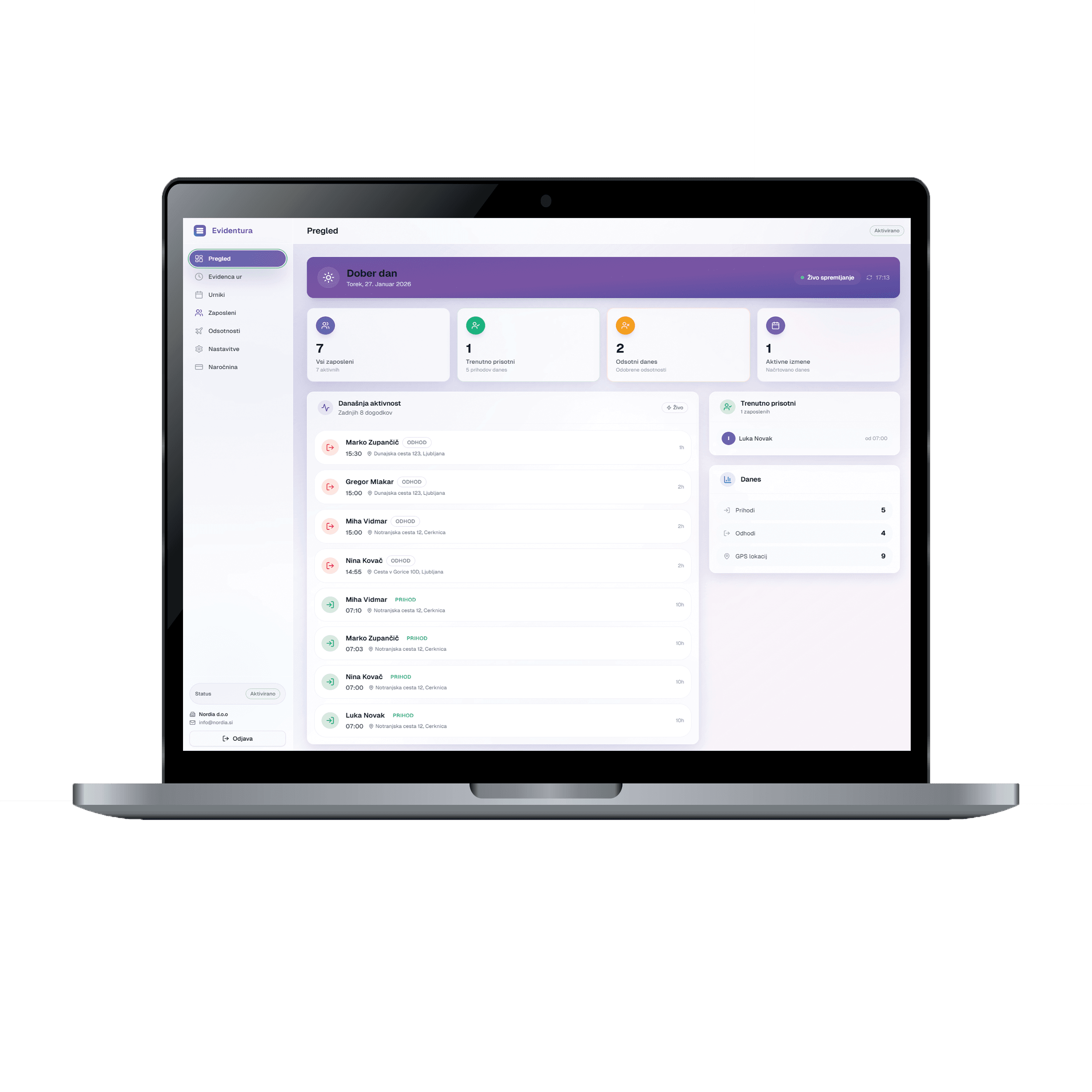 Portal Evidentura za podjetja